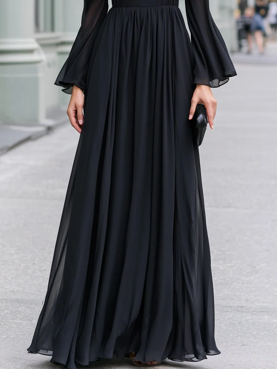 Off-Shoulder Ruffle Tiered Chiffon Maxi Dress sold by Mooyius product image thumbnail 3