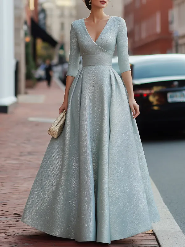 Shimmering Wrap-Front A-Line Maxi Dress made by Mooyius