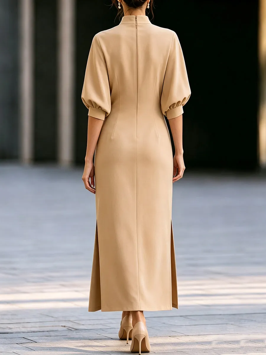 Stand Collar Batwing Sleeve Maxi Dress sold by Mooyius product image thumbnail 4
