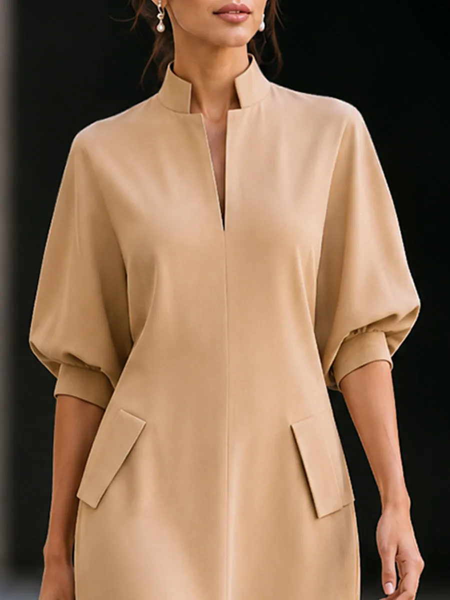 Stand Collar Batwing Sleeve Maxi Dress sold by Mooyius product image thumbnail 2