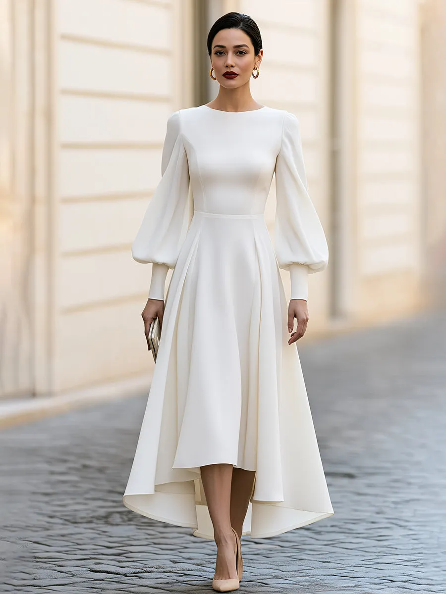 Bishop Sleeve High-Low A-Line Midi Dress sold by Mooyius product image thumbnail 2