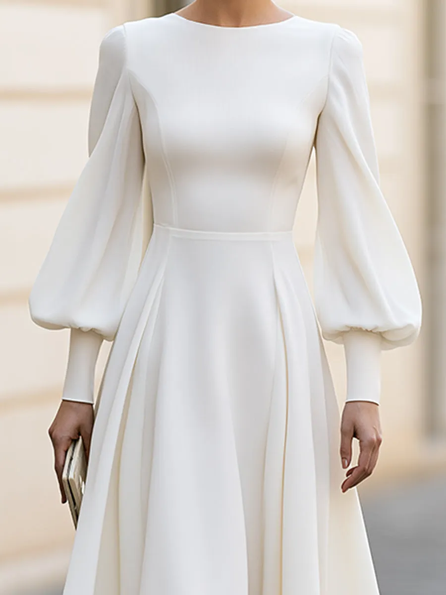 Bishop Sleeve High-Low A-Line Midi Dress sold by Mooyius product image thumbnail 3