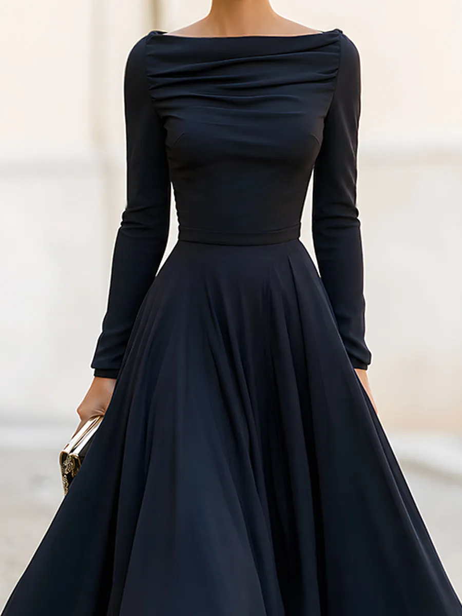 Draped Bateau Neck High-Low Maxi Dress sold by Mooyius product image thumbnail 4