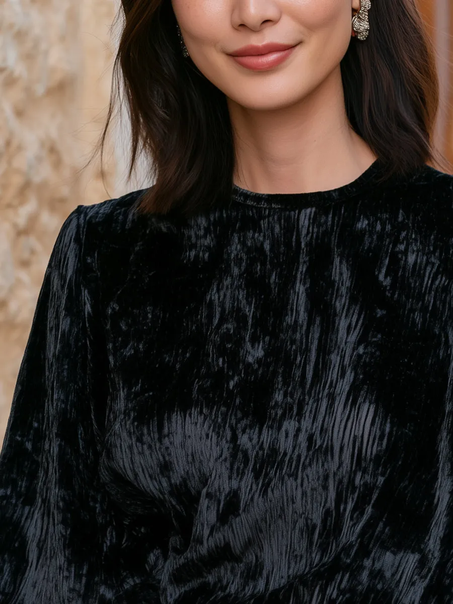 Crushed Velvet Puff-Sleeve Blouse sold by Mooyius product image thumbnail 2