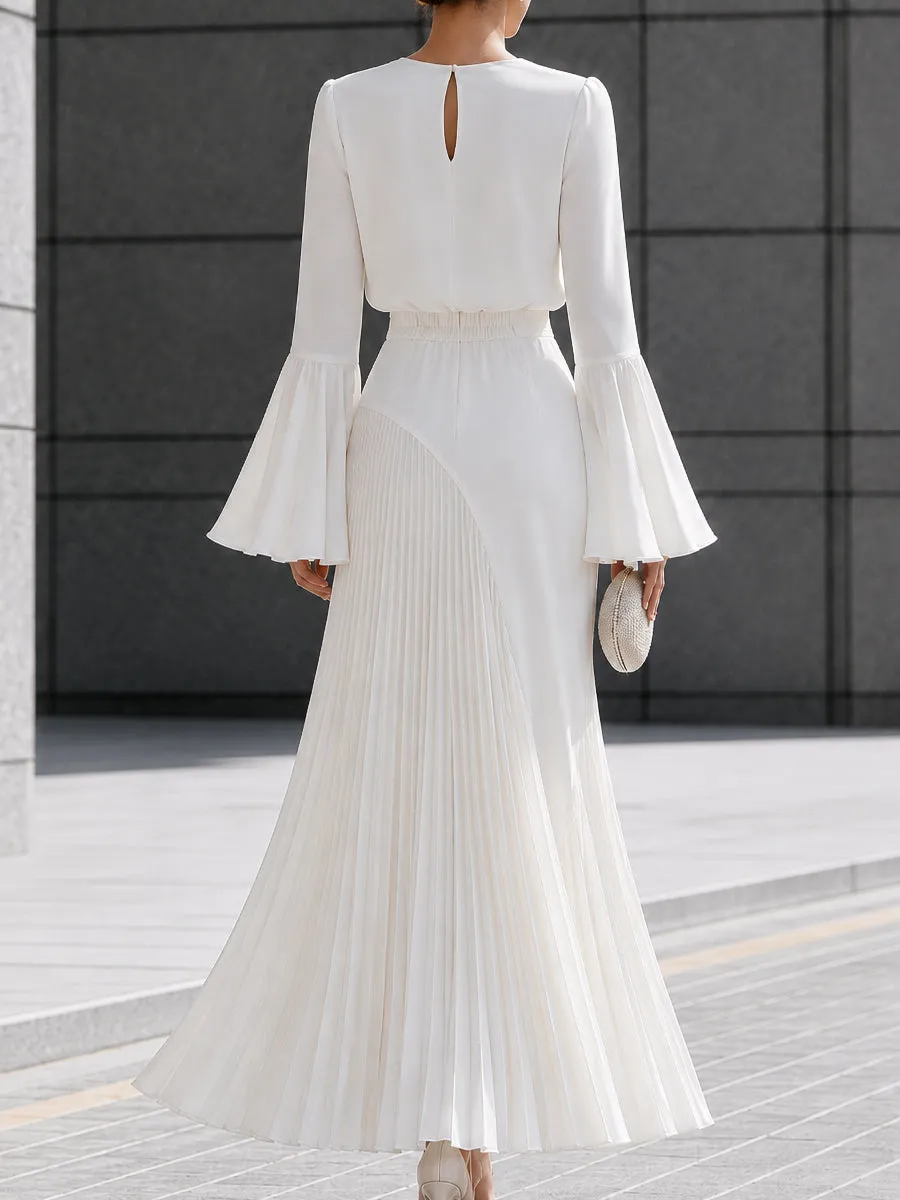 Bell-Sleeve Blouse And Pleated Maxi Skirt Set sold by Mooyius product image thumbnail 4
