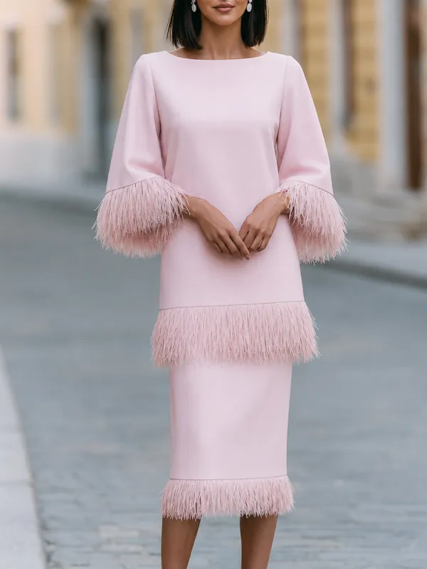 Tassel-Trimmed Layered Midi Dress made by Mooyius