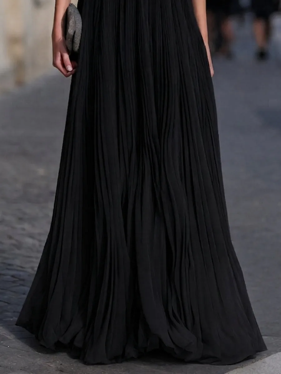 Off-Shoulder Feather-Trimmed Pleated Maxi Gown sold by Mooyius product image thumbnail 4