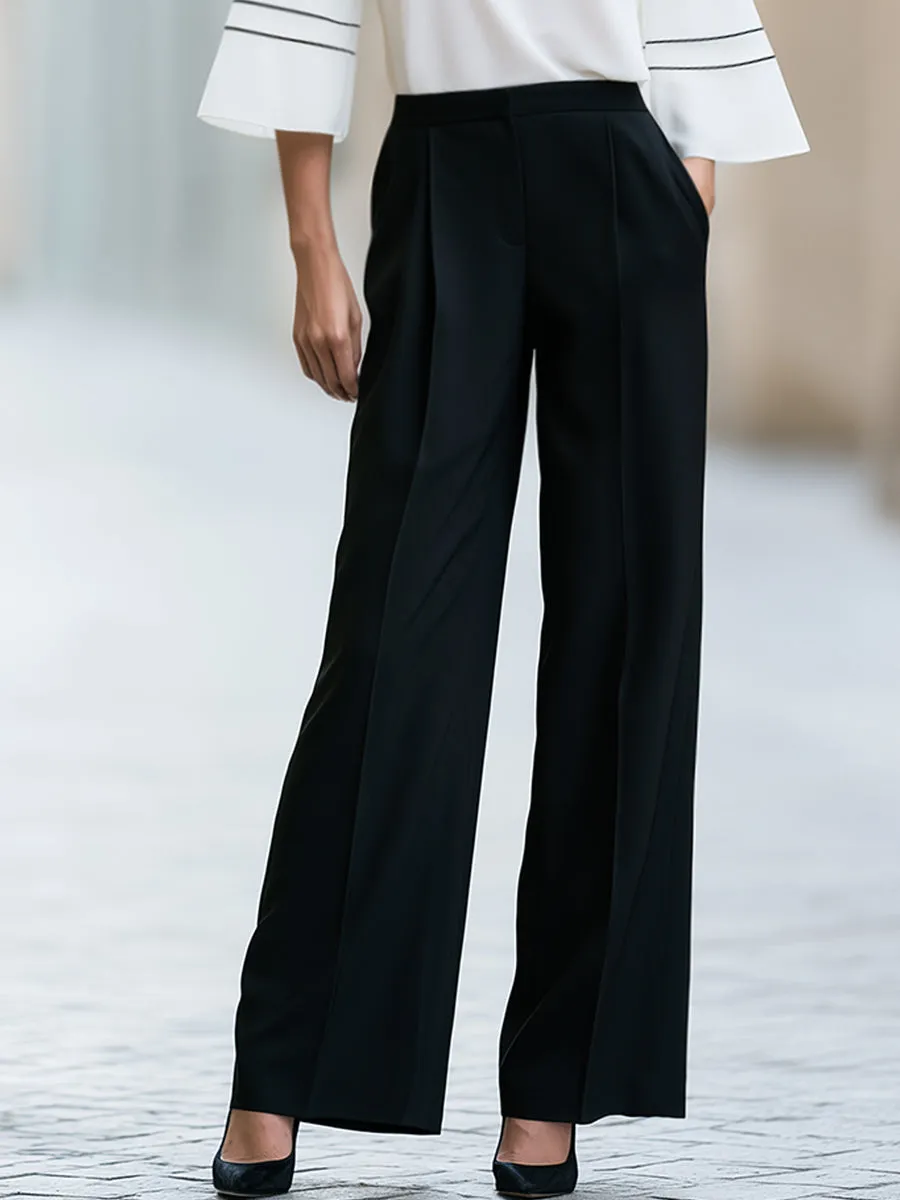 Contrast Mesh Sleeve Blouse And Wide Leg Pants Set sold by Mooyius product image thumbnail 3