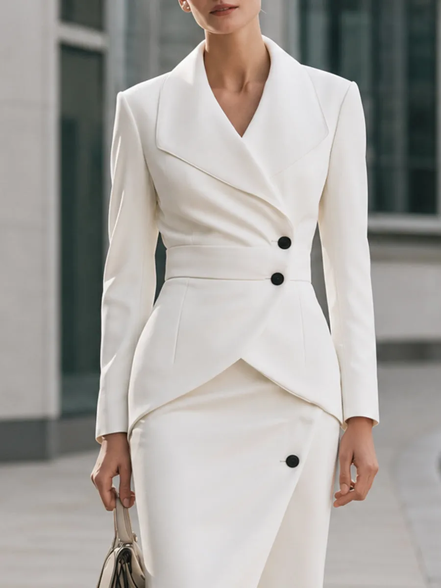 Asymmetric Blazer Jacket And Midi Skirt Set sold by Mooyius product image thumbnail 3