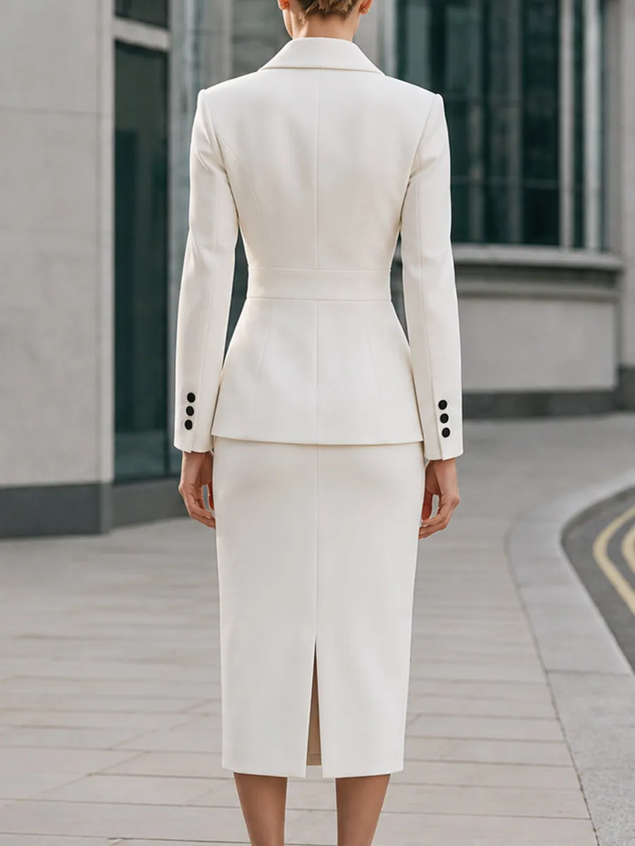 Asymmetric Blazer Jacket And Midi Skirt Set sold by Mooyius product image thumbnail 5