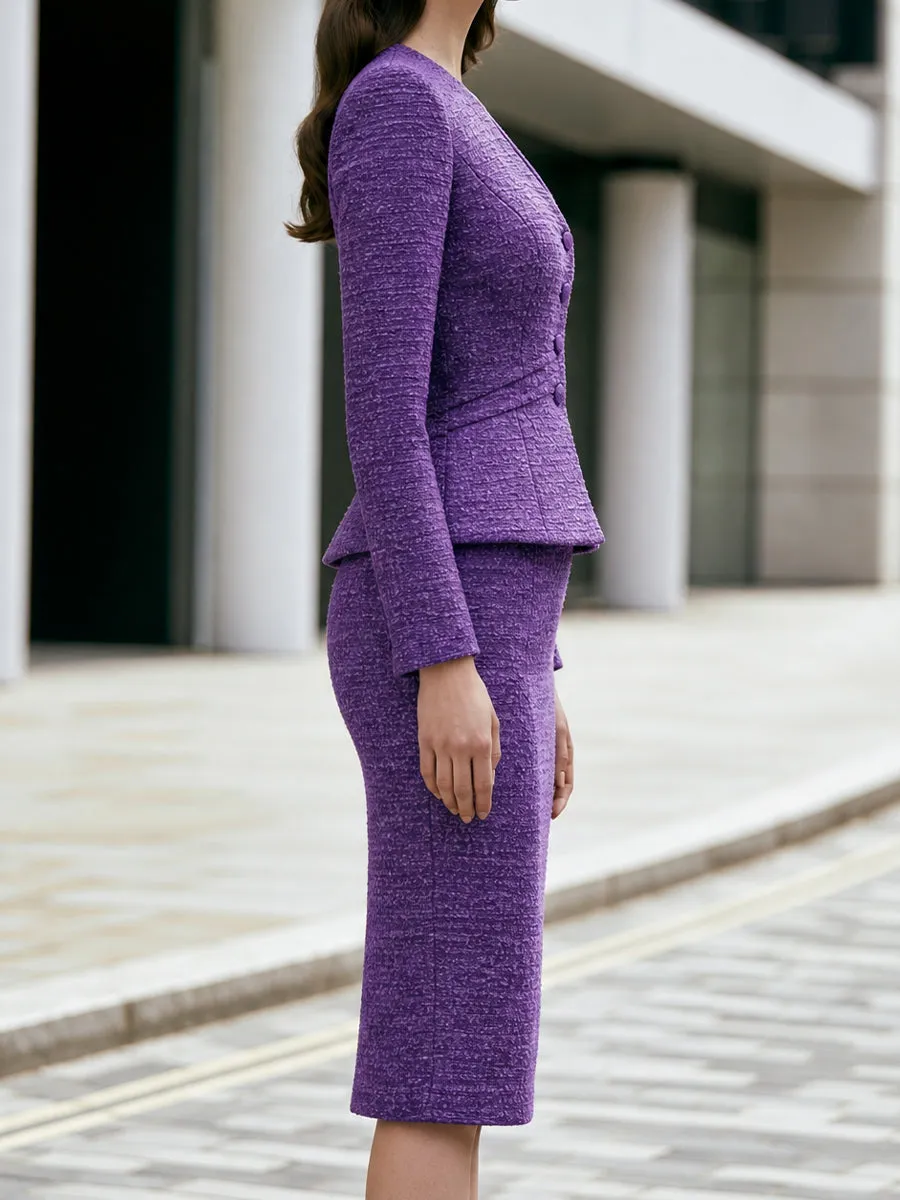 Textured Peplum Jacket And Pencil Skirt Set sold by Mooyius product image thumbnail 5