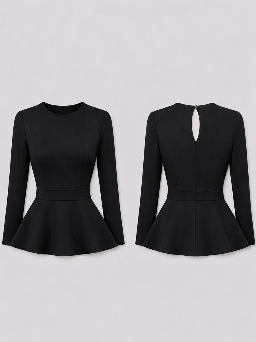 Structured Round Neck Peplum Top sold by Mooyius product image thumbnail 3