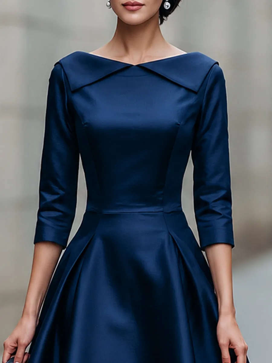 Folded Collar A-Line Midi Dress sold by Mooyius product image thumbnail 2