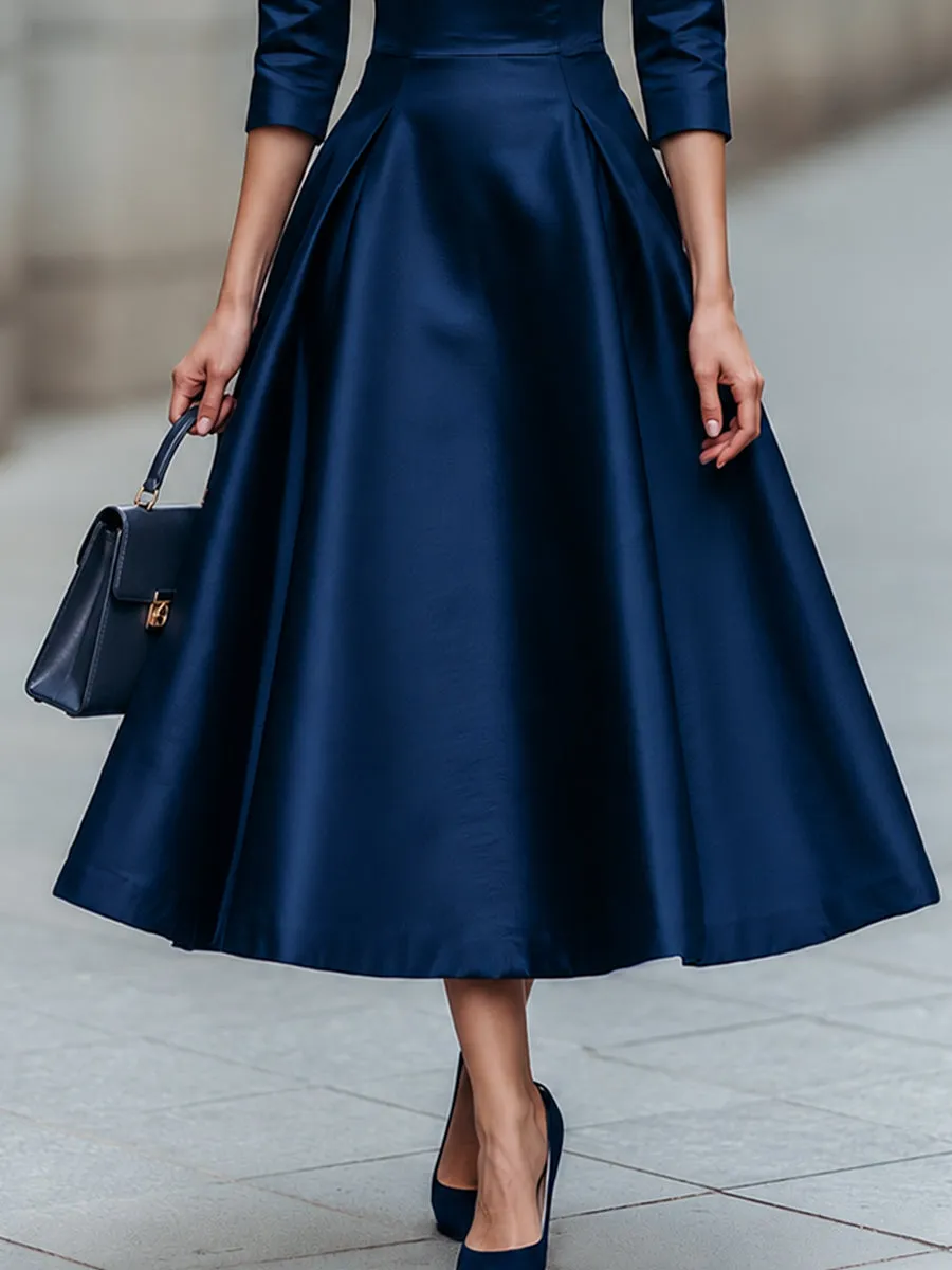 Folded Collar A-Line Midi Dress sold by Mooyius product image thumbnail 3