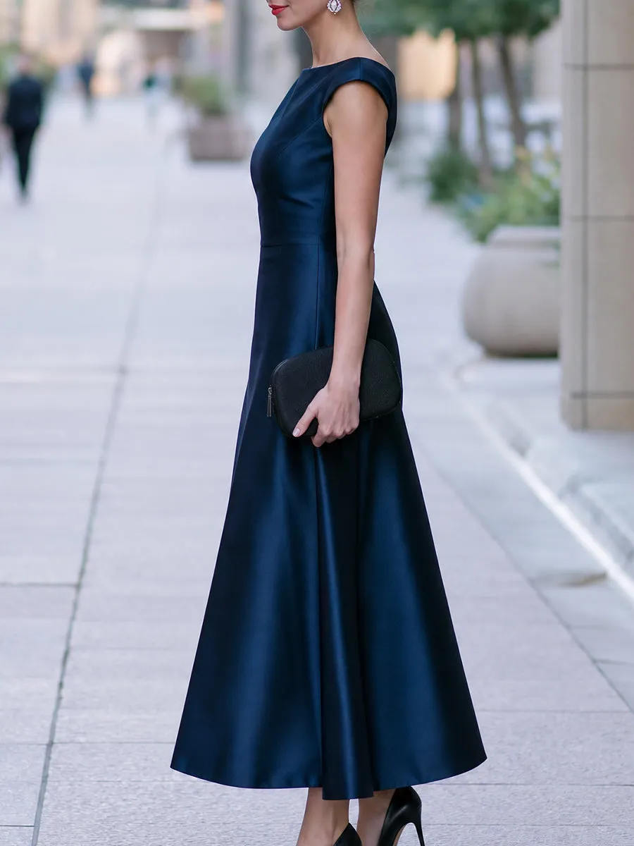 Boat-Neck Cap-Sleeve Midi Dress sold by Mooyius product image thumbnail 4
