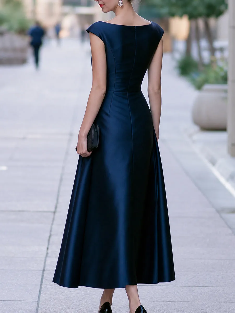 Boat-Neck Cap-Sleeve Midi Dress sold by Mooyius product image thumbnail 3