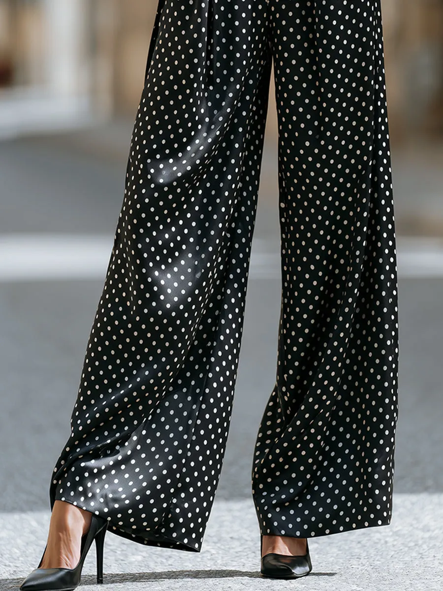 Elegant Polka Dot Satin Wide-Leg Pants sold by Mooyius product image thumbnail 3