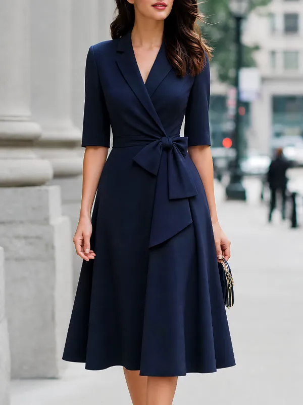 Belted Wrap-Front Blazer A-Line Midi Dress made by Mooyius