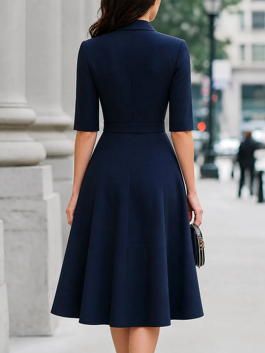 Belted Wrap-Front Blazer A-Line Midi Dress sold by Mooyius product image thumbnail 5