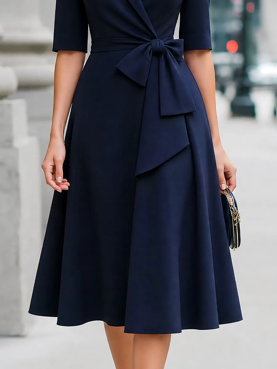 Belted Wrap-Front Blazer A-Line Midi Dress sold by Mooyius product image thumbnail 4