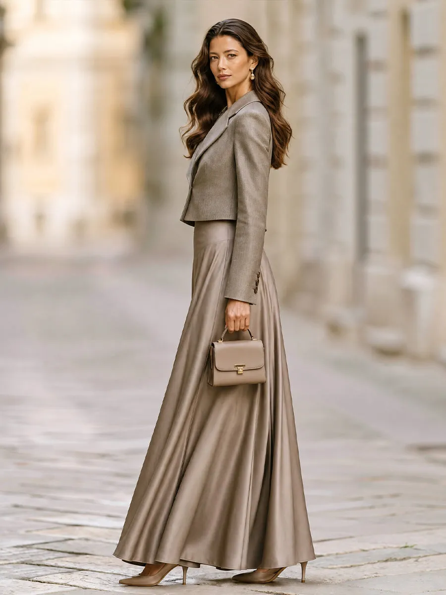 Cropped Single-Button Blazer And Full Maxi Skirt Set sold by Mooyius product image thumbnail 4