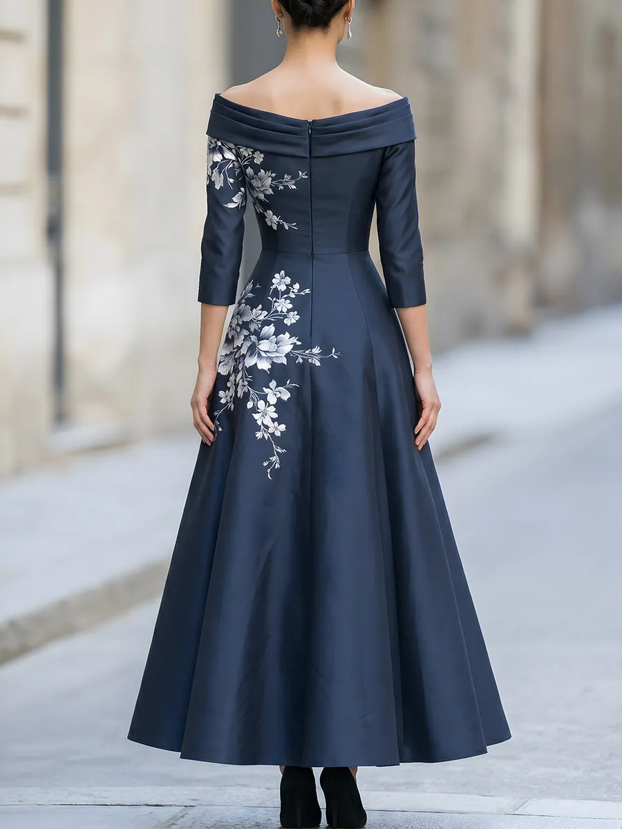 Floral Print Off-Shoulder A-line Midi Dress sold by Mooyius product image thumbnail 4