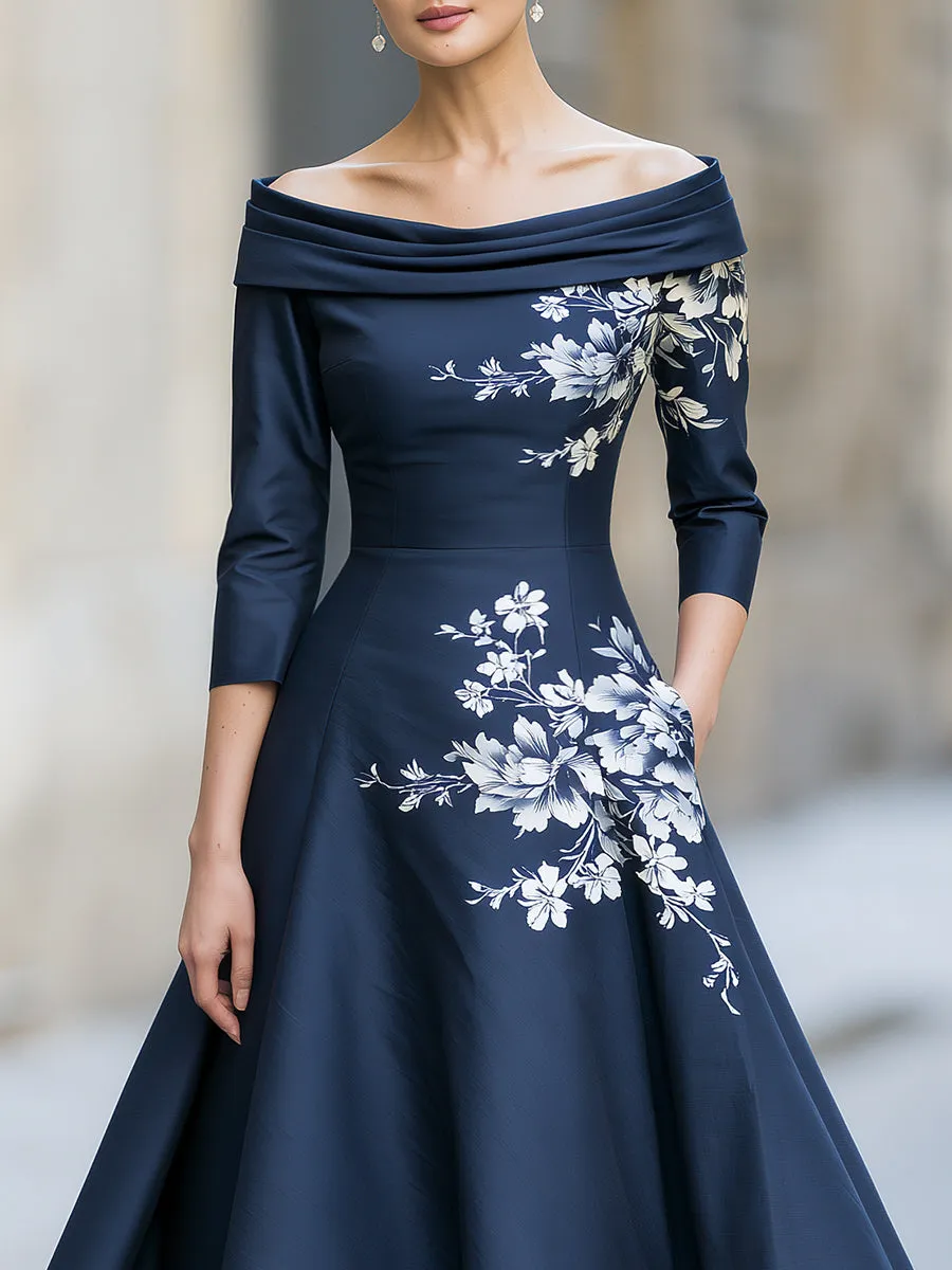Floral Print Off-Shoulder A-line Midi Dress sold by Mooyius product image thumbnail 2