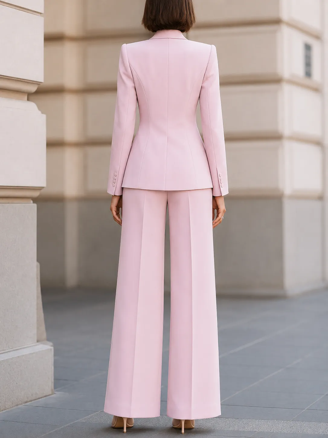 Sculpted Square-Neck Blazer And Wide-Leg Pants Set sold by Mooyius product image thumbnail 3