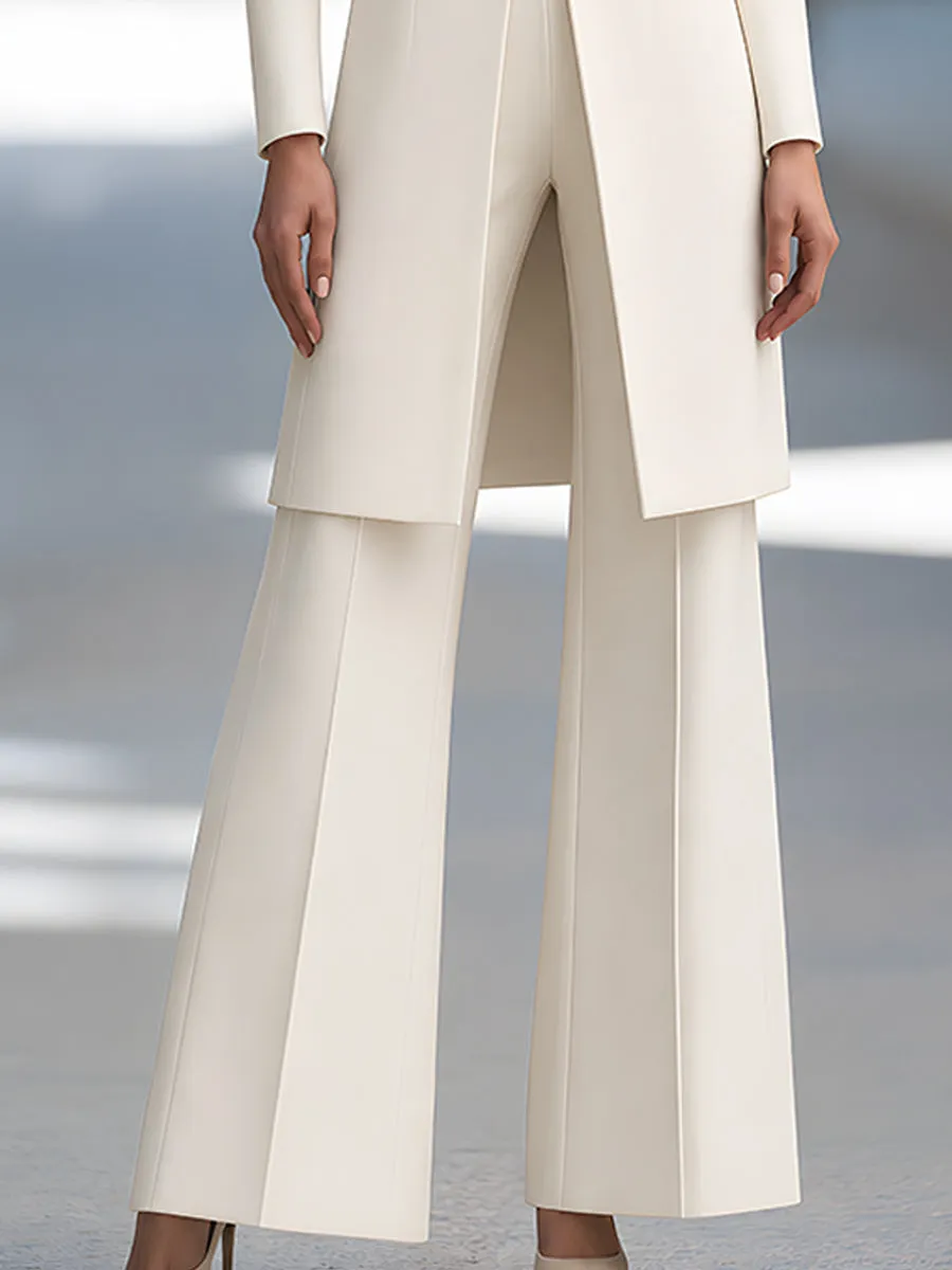 Stand-Collar Zip-Front Longline Jacket And Wide-Leg Pants Set sold by Mooyius product image thumbnail 5