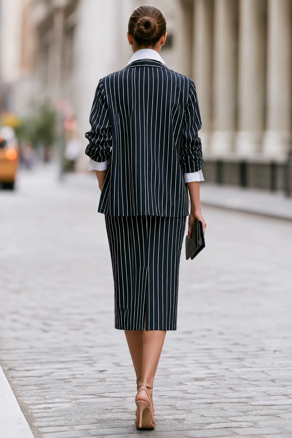 Three-piece Set Featuring A Pinstriped Blazer A Shirt A Midi-length Pencil Skirt sold by Mooyius product image thumbnail 2