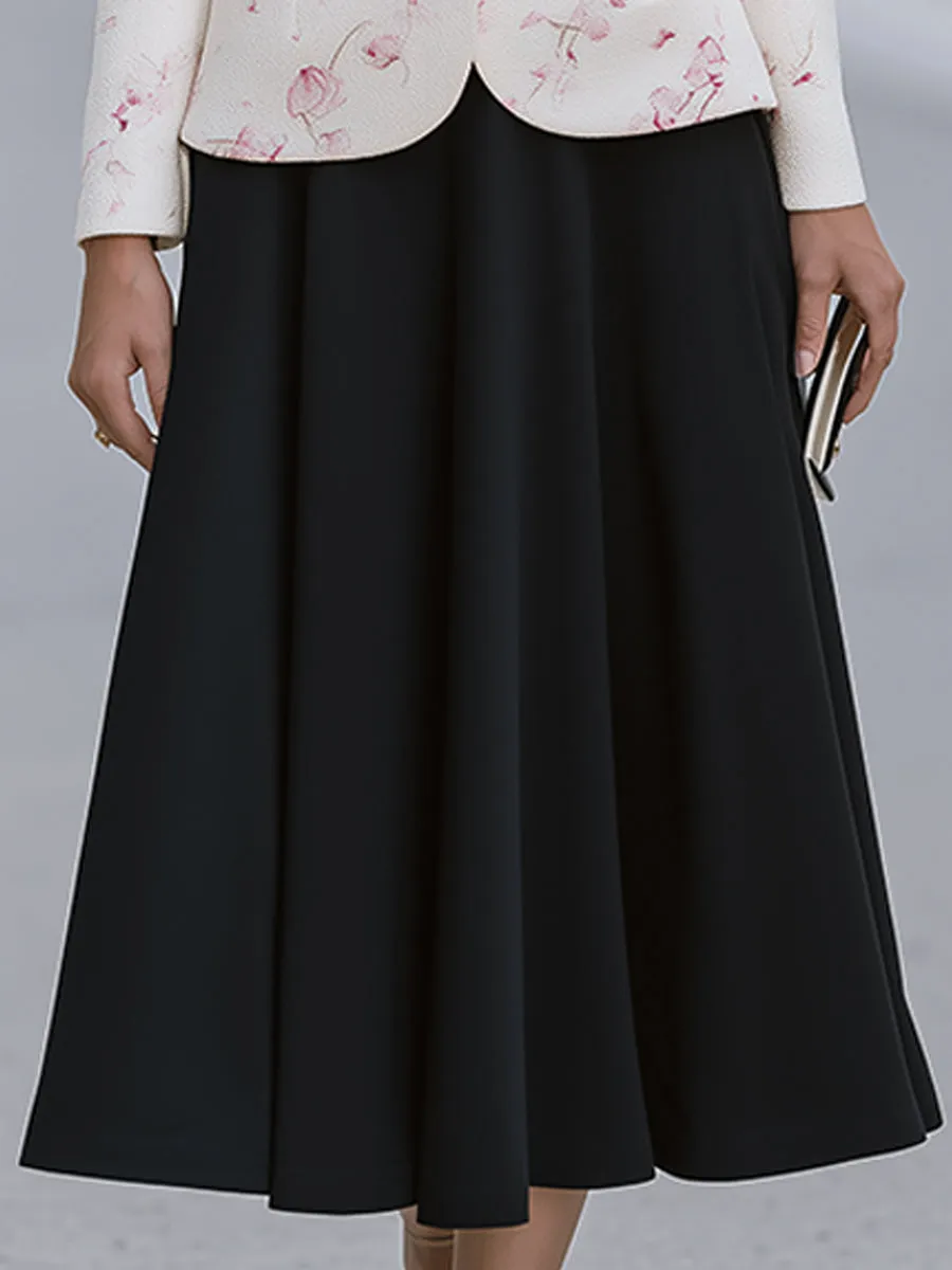 Floral Stand-Collar Jacket And A-Line Midi Skirt Set sold by Mooyius product image thumbnail 4