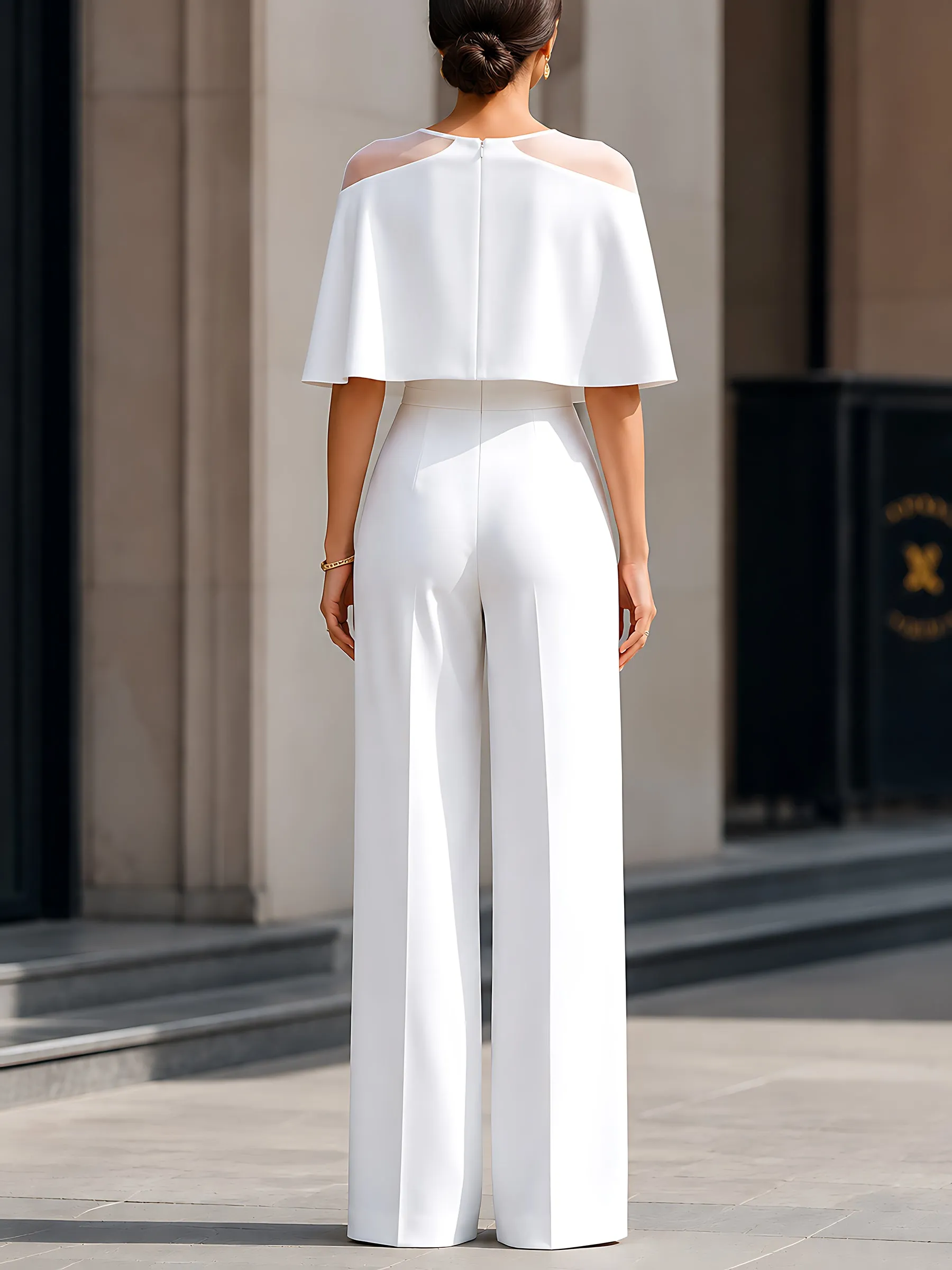 Cape Overlay Wide-Leg Jumpsuit sold by Mooyius product image thumbnail 4