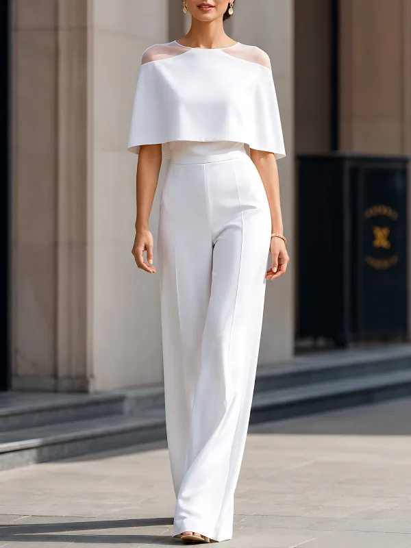 Cape Overlay Wide-Leg Jumpsuit made by Mooyius