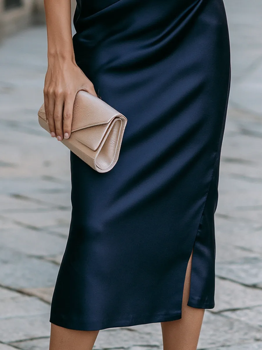 Off-Shoulder Puff-Sleeve Ruched Midi Dress With Side Slit sold by Mooyius product image thumbnail 3