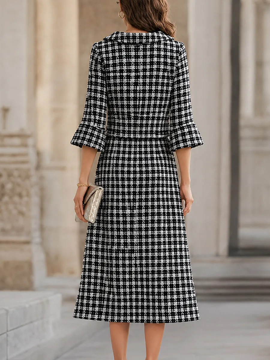Elegant Black And White Tweed Two-Piece Skirt Set sold by Mooyius product image thumbnail 4