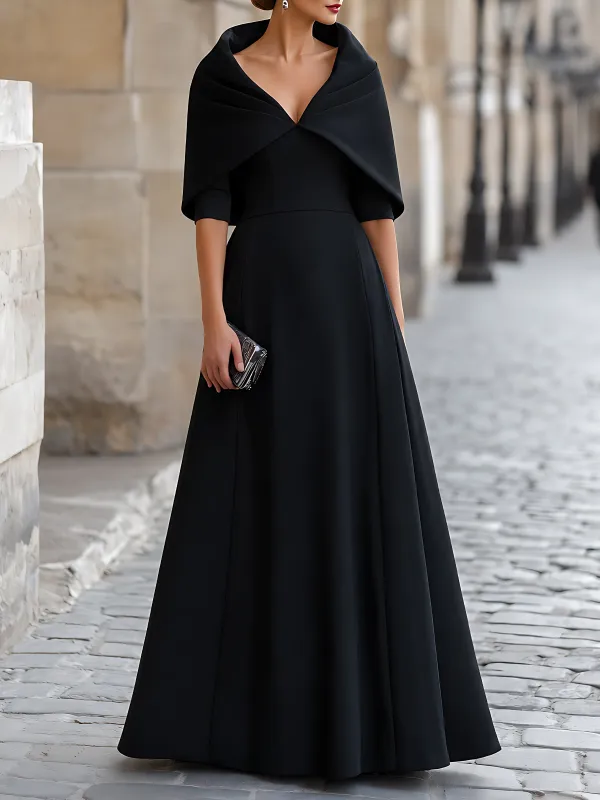 Cape-Collar A-Line Maxi Dress made by Mooyius