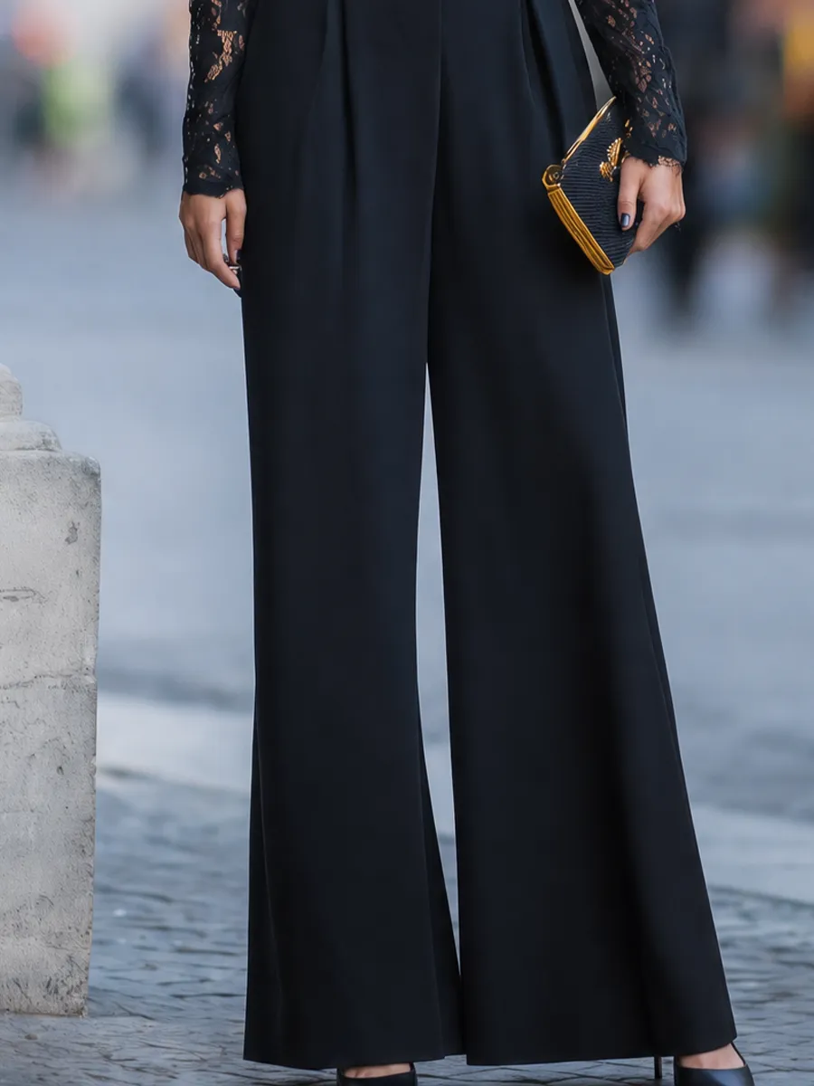Off-Shoulder Lace-Sleeve Wide-Leg Jumpsuit sold by Mooyius product image thumbnail 3