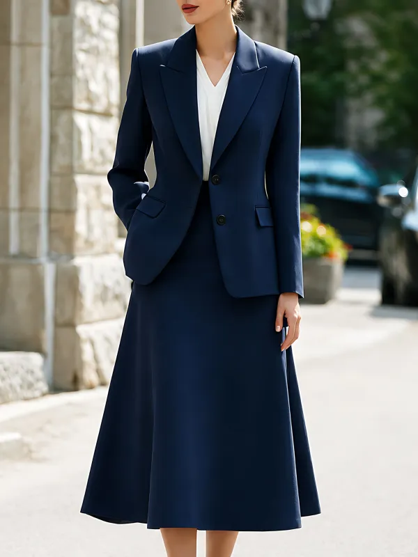 Tailored Blazer And A-Line Midi Skirt Set made by Mooyius