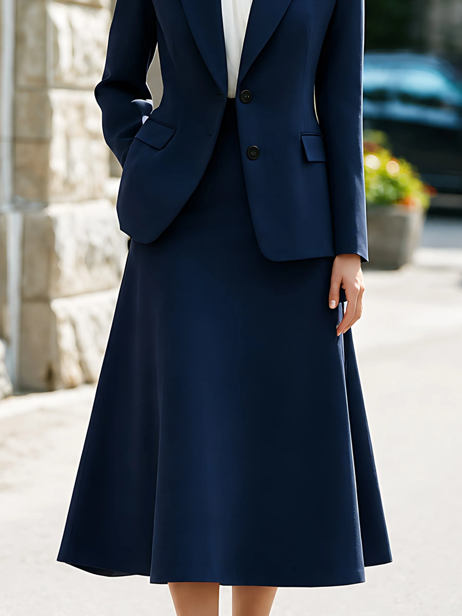 Tailored Blazer And A-Line Midi Skirt Set sold by Mooyius product image thumbnail 4