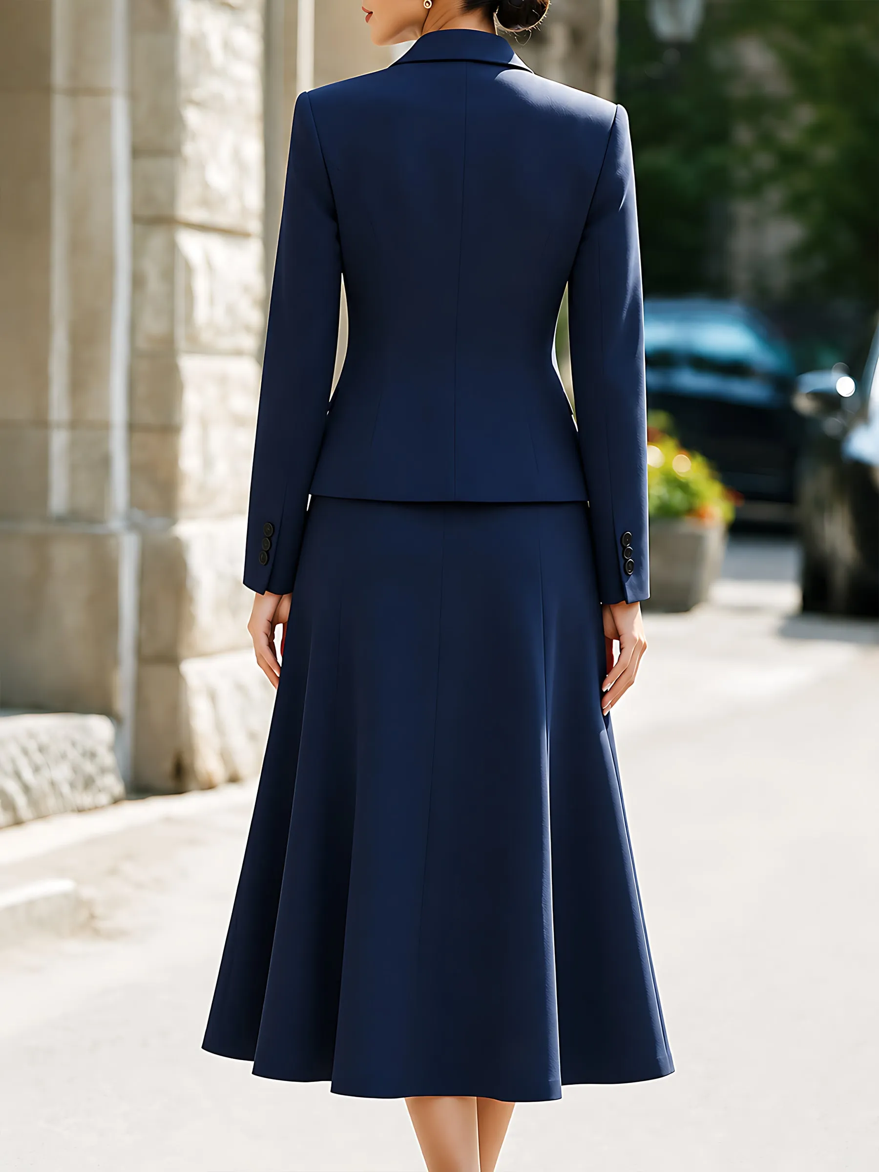 Tailored Blazer And A-Line Midi Skirt Set sold by Mooyius product image thumbnail 5