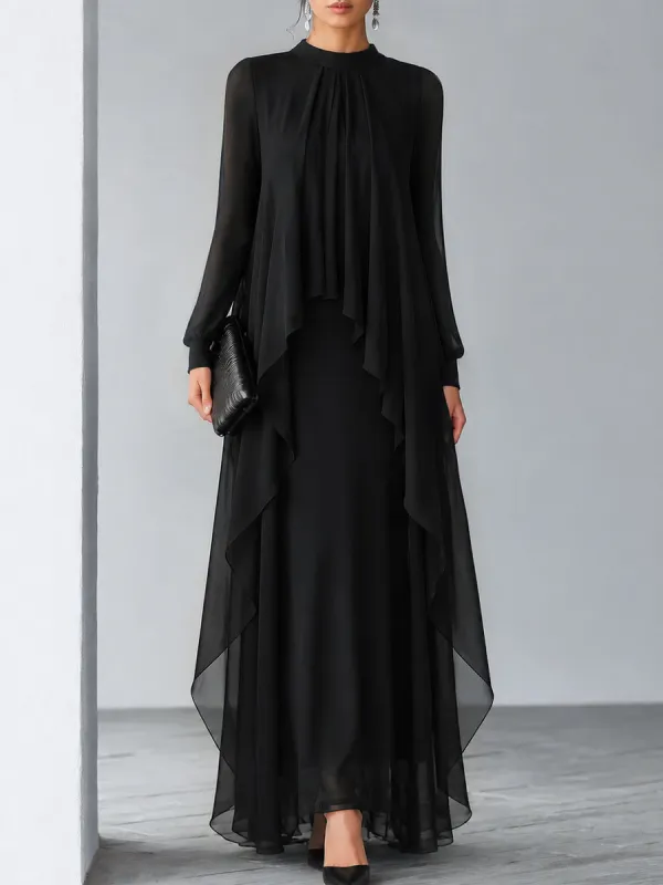 Relaxed Flowing Layered Chiffon Maxi Dress made by Mooyius