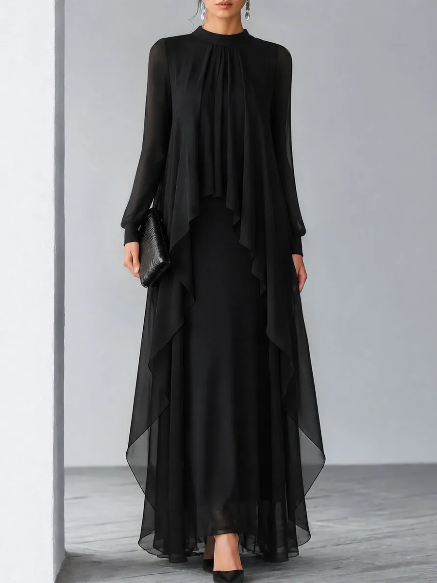 Relaxed Flowing Layered Chiffon Maxi Dress sold by Mooyius