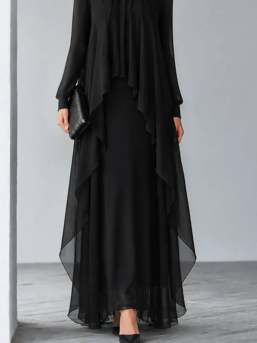Relaxed Flowing Layered Chiffon Maxi Dress sold by Mooyius product image thumbnail 3