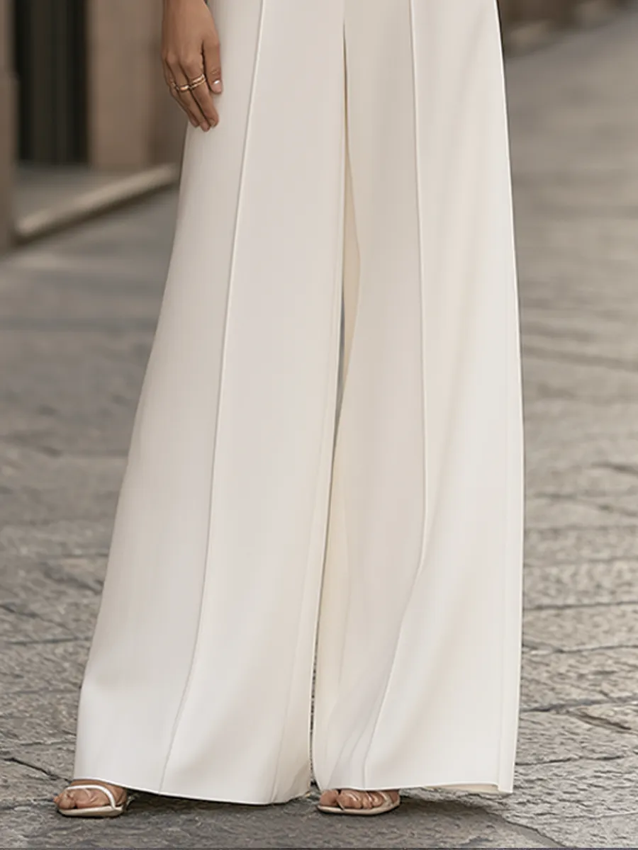 Crew-Neck Flounce-Sleeve Top And Wide-Leg Pants Set sold by Mooyius product image thumbnail 4