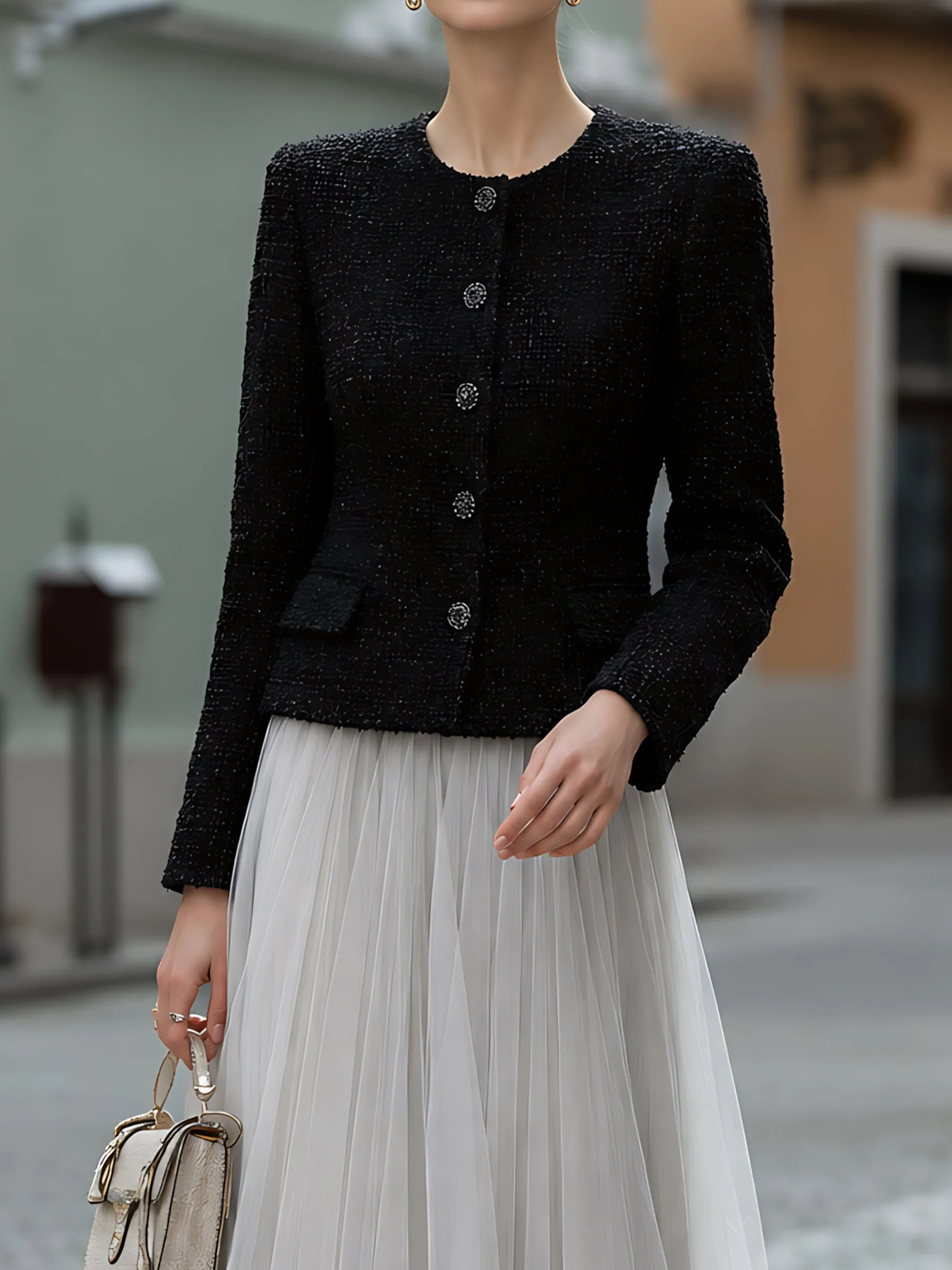 Tweed Jacket And Tulle Midi Skirt Set sold by Mooyius product image thumbnail 3