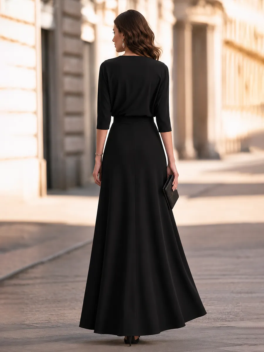 Elegant Draped Mesh One-Shoulder Maxi Evening Dress sold by Mooyius product image thumbnail 5