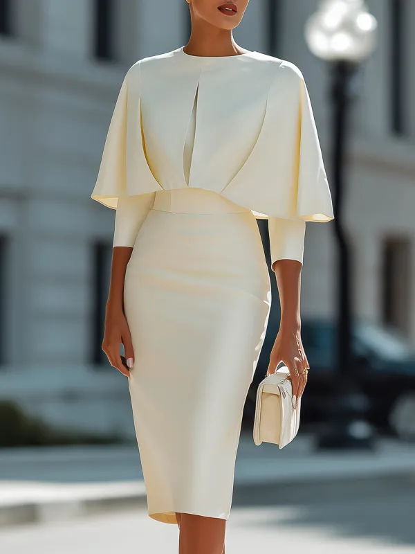 Pleated Cape Midi Dress made by Mooyius