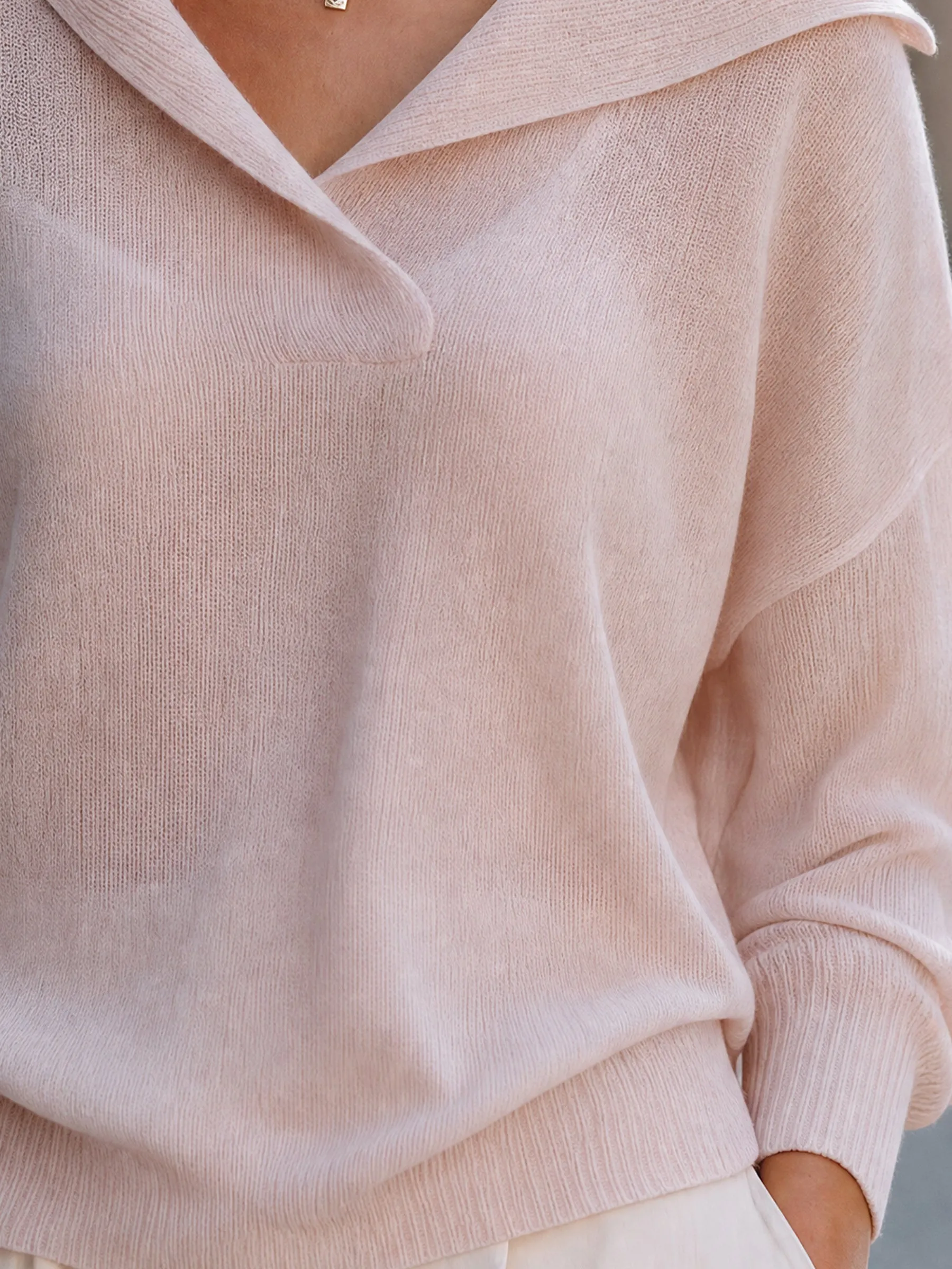 Collar-Neck Relaxed-Fit Knit Pullover Top sold by Mooyius product image thumbnail 4