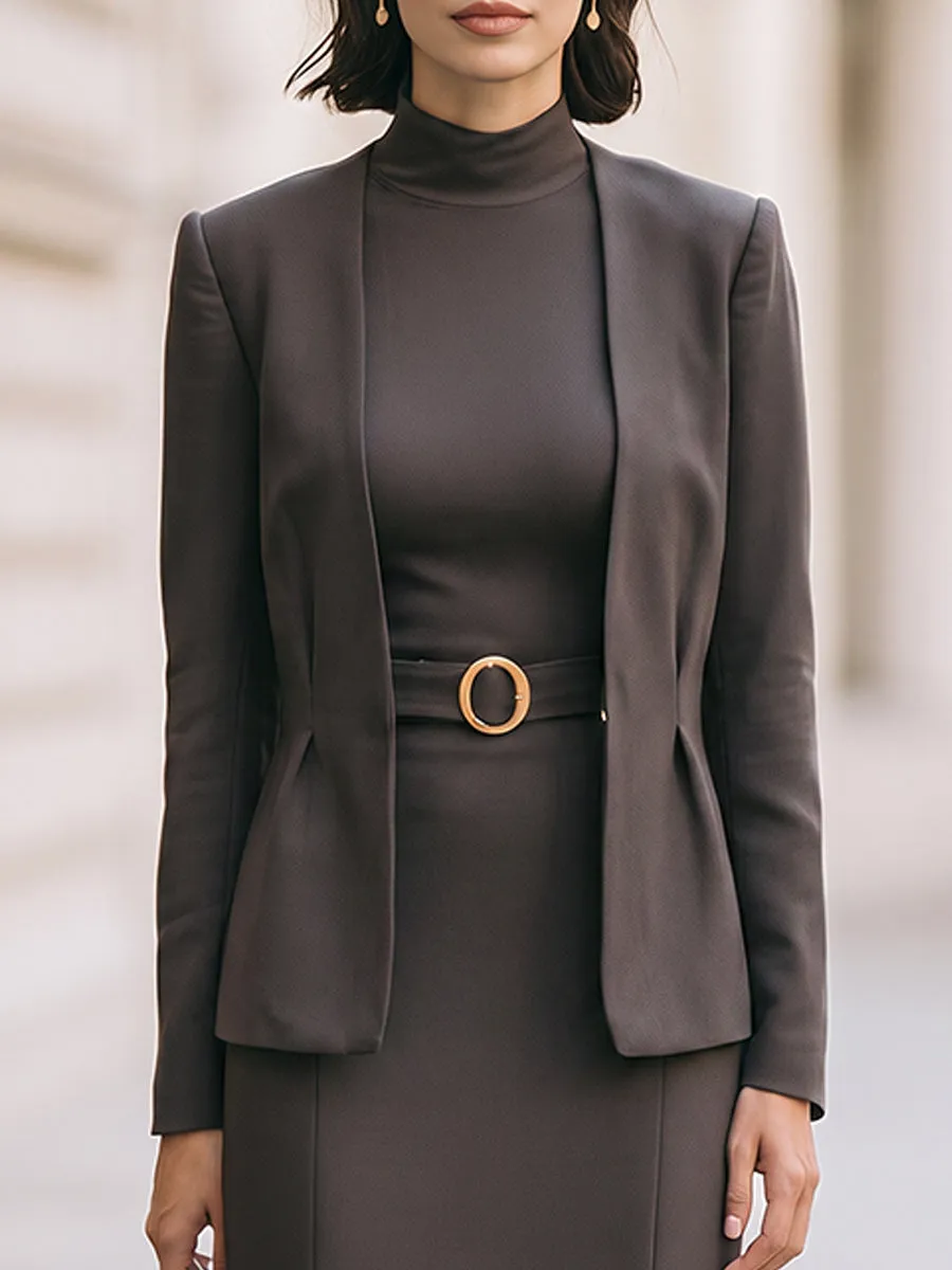 Belted Blazer And Maxi Dress Set sold by Mooyius product image thumbnail 2