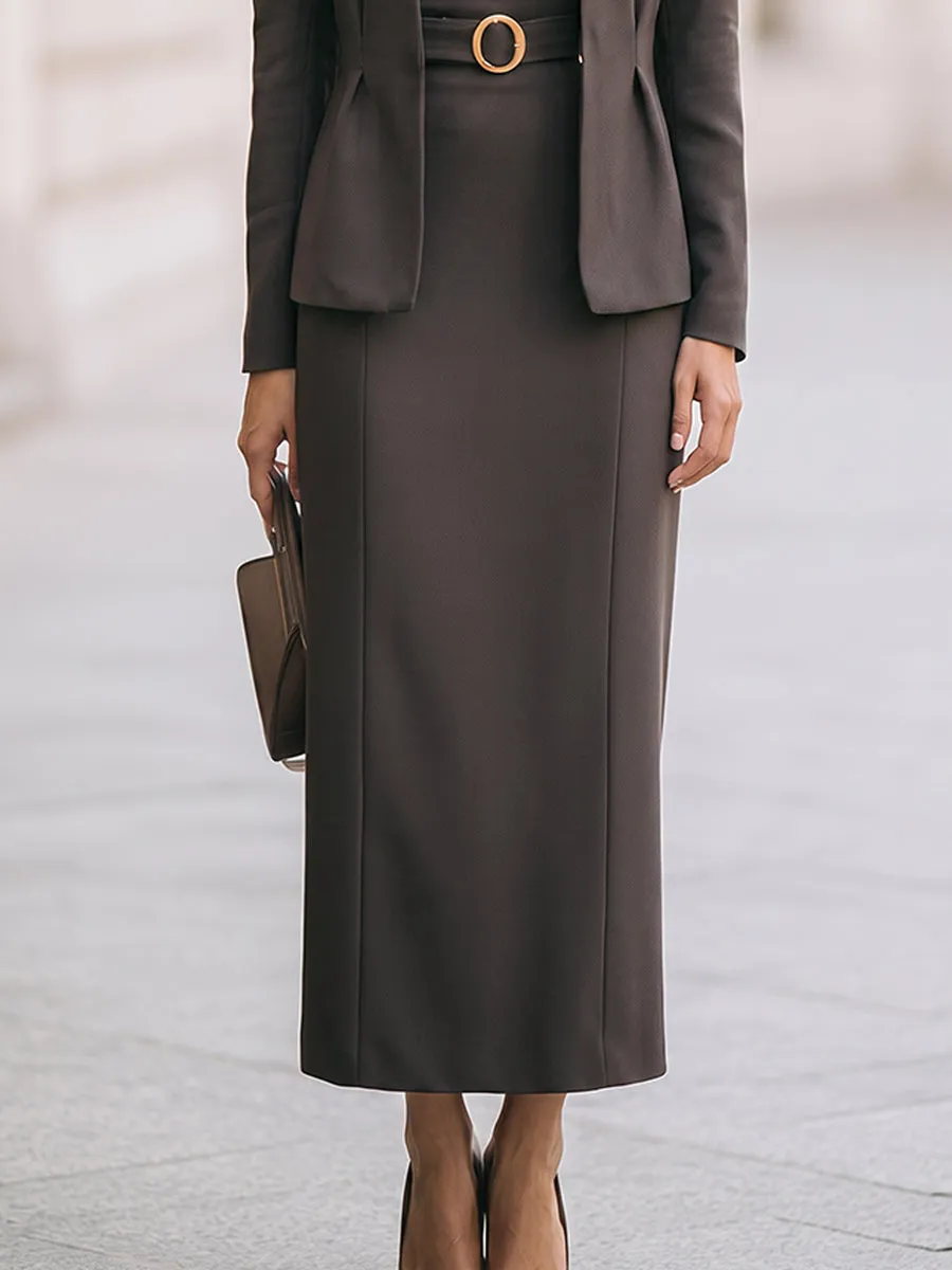 Belted Blazer And Maxi Dress Set sold by Mooyius product image thumbnail 3